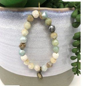 NEW Simple Matters Edged Amazonite Green Gemstone Lava Beads diffuser bracelet